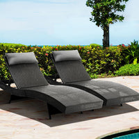 Thumbnail for Gardeon Outdoor Sun Lounge Setting Wicker Lounger Day Bed Rattan Patio Furniture Black - Outdoor Immersion