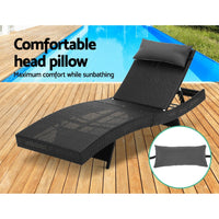 Thumbnail for Gardeon Outdoor Wicker Sun Lounge - Black - Outdoor Immersion