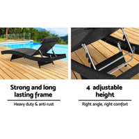 Thumbnail for Gardeon Outdoor Wicker Sun Lounge - Black - Outdoor Immersion