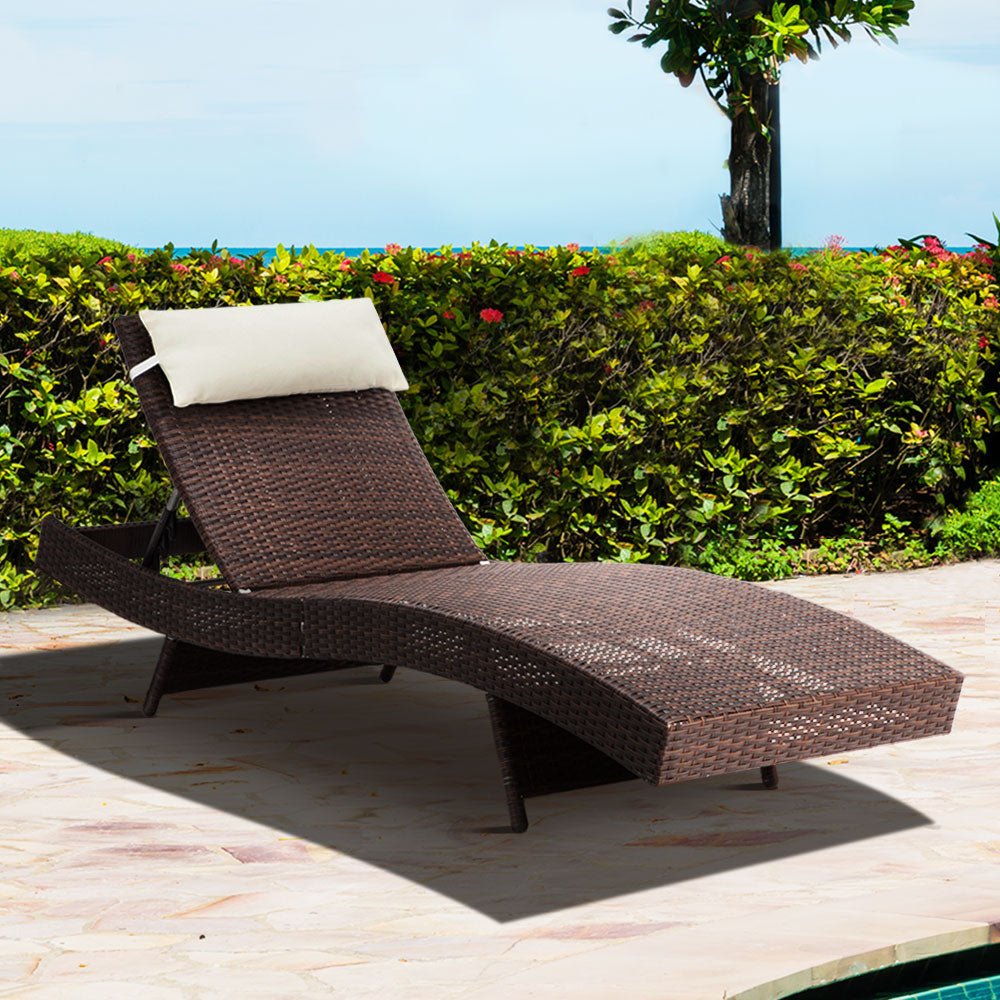 Gardeon Outdoor Wicker Sun Lounge - Brown - Outdoor Immersion
