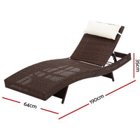 Thumbnail for Gardeon Outdoor Wicker Sun Lounge - Brown - Outdoor Immersion