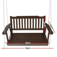 Thumbnail for Gardeon Porch Swing Chair with Chain Garden Bench Outdoor Furniture Wooden Brown - Outdoor Immersion