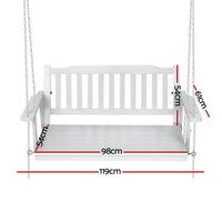 Thumbnail for Gardeon Porch Swing Chair with Chain Garden Bench Outdoor Furniture Wooden White - Outdoor Immersion