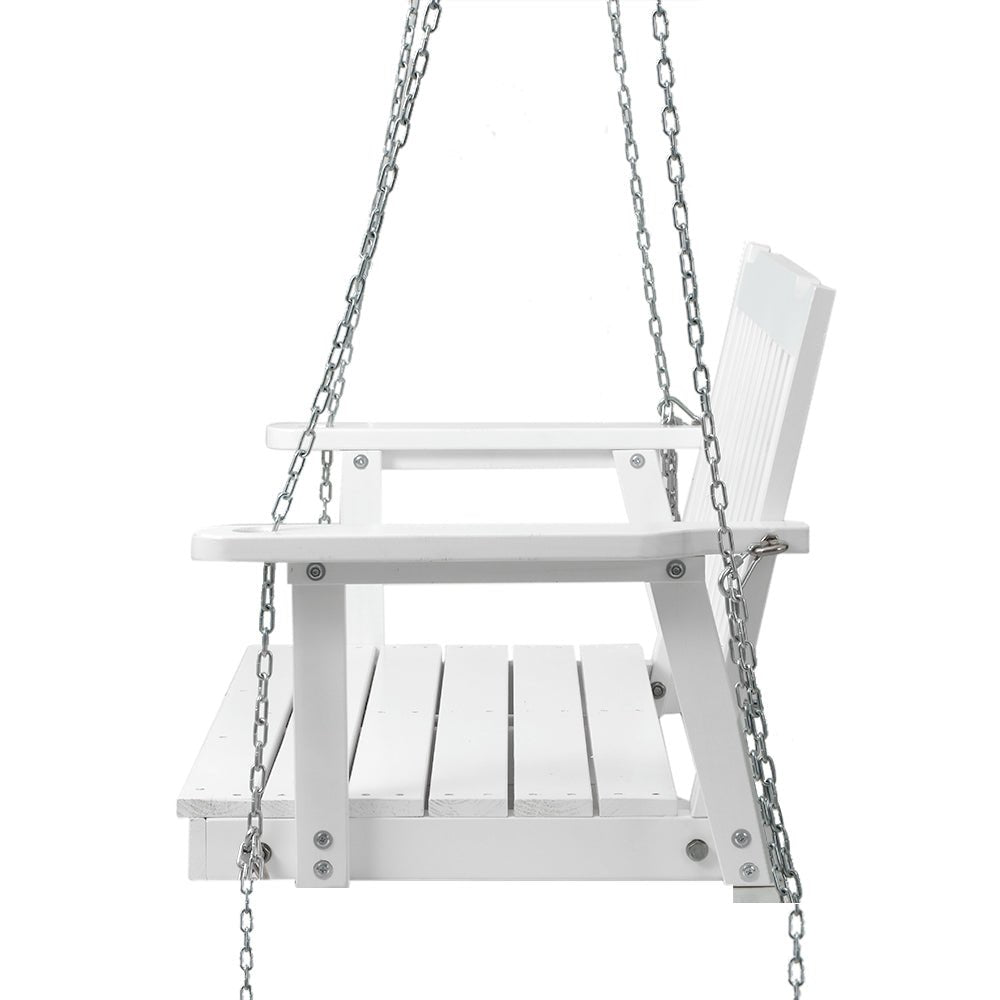 Gardeon Porch Swing Chair with Chain Garden Bench Outdoor Furniture Wooden White - Outdoor Immersion