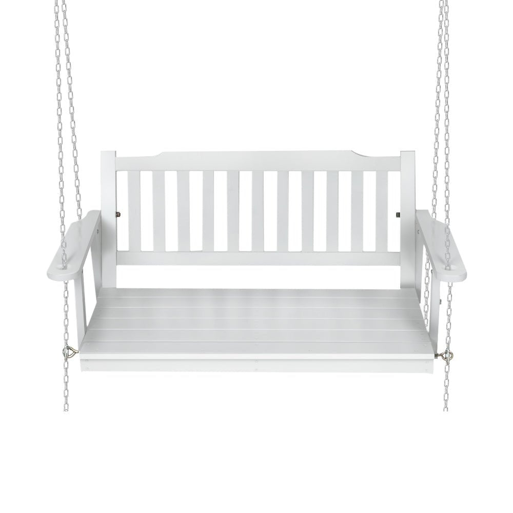 Gardeon Porch Swing Chair with Chain Garden Bench Outdoor Furniture Wooden White - Outdoor Immersion