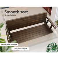 Thumbnail for Gardeon Porch Swing Chair with Chain Outdoor Furniture 3 Seater Bench Wooden Brown - Outdoor Immersion