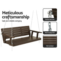 Thumbnail for Gardeon Porch Swing Chair with Chain Outdoor Furniture 3 Seater Bench Wooden Brown - Outdoor Immersion