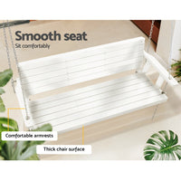 Thumbnail for Gardeon Porch Swing Chair with Chain Outdoor Furniture 3 Seater Bench Wooden White - Outdoor Immersion