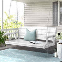 Thumbnail for Gardeon Porch Swing Chair with Chain Outdoor Furniture 3 Seater Bench Wooden White - Outdoor Immersion