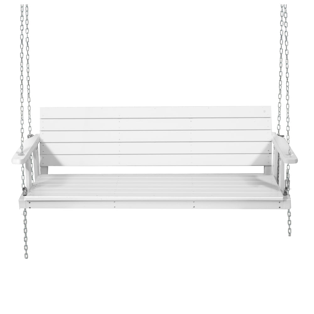 Gardeon Porch Swing Chair with Chain Outdoor Furniture 3 Seater Bench Wooden White - Outdoor Immersion