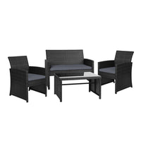 Thumbnail for Gardeon Rattan Furniture Outdoor Lounge Setting Wicker Dining Set w/Storage Cover Black - Outdoor Immersion