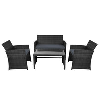 Thumbnail for Gardeon Rattan Furniture Outdoor Lounge Setting Wicker Dining Set w/Storage Cover Black - Outdoor Immersion