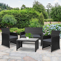 Thumbnail for Gardeon Rattan Furniture Outdoor Lounge Setting Wicker Dining Set w/Storage Cover Black - Outdoor Immersion