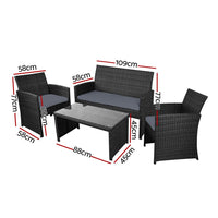 Thumbnail for Gardeon Rattan Furniture Outdoor Lounge Setting Wicker Dining Set w/Storage Cover Black - Outdoor Immersion