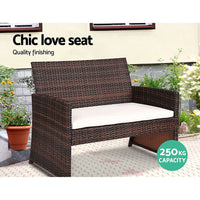 Thumbnail for Gardeon Rattan Furniture Outdoor Lounge Setting Wicker Dining Set w/Storage Cover Brown - Outdoor Immersion