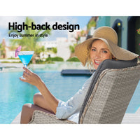 Thumbnail for Gardeon Recliner Chair Sun lounge Outdoor Setting Patio Furniture Wicker Sofa - Outdoor Immersion