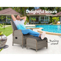 Thumbnail for Gardeon Recliner Chair Sun lounge Outdoor Setting Patio Furniture Wicker Sofa - Outdoor Immersion