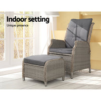 Thumbnail for Gardeon Recliner Chair Sun lounge Outdoor Setting Patio Furniture Wicker Sofa - Outdoor Immersion