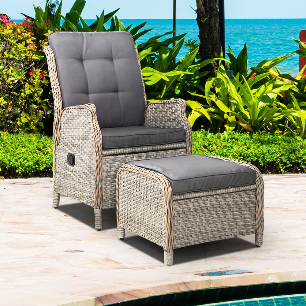 Gardeon Recliner Chair Sun lounge Outdoor Setting Patio Furniture Wicker Sofa - Outdoor Immersion