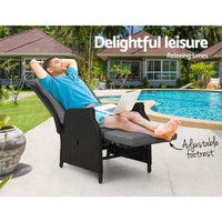 Thumbnail for Gardeon Recliner Chair Sun lounge Setting Outdoor Furniture Patio Wicker Sofa - Outdoor Immersion