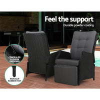 Thumbnail for Gardeon Recliner Chair Sun lounge Setting Outdoor Furniture Patio Wicker Sofa - Outdoor Immersion