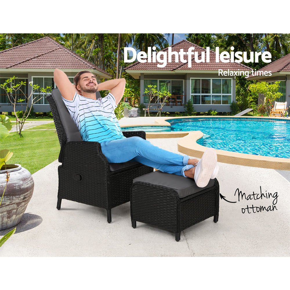 Gardeon Recliner Chair Sun lounge Setting Outdoor Furniture Patio Wicker Sofa - Outdoor Immersion