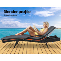 Thumbnail for Gardeon Set of 2 Outdoor Sun Lounge Chair with Cushion - Black - Outdoor Immersion