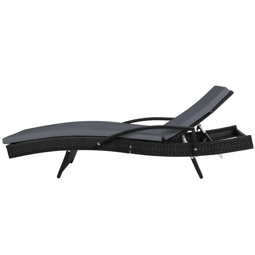 Gardeon Set of 2 Outdoor Sun Lounge Chair with Cushion - Black - Outdoor Immersion