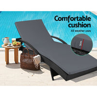 Thumbnail for Gardeon Set of 2 Outdoor Sun Lounge Chair with Cushion - Black - Outdoor Immersion