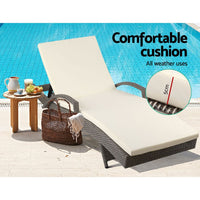 Thumbnail for Gardeon Set of 2 Outdoor Sun Lounge Chair with Cushion- Grey - Outdoor Immersion