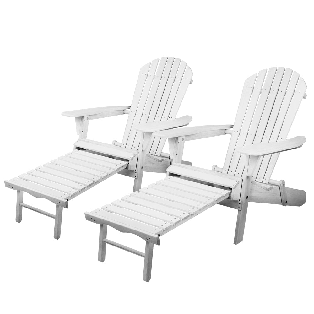 Gardeon Set of 2 Outdoor Sun Lounge Chairs Patio Furniture Lounger Beach Chair Adirondack - Outdoor Immersion