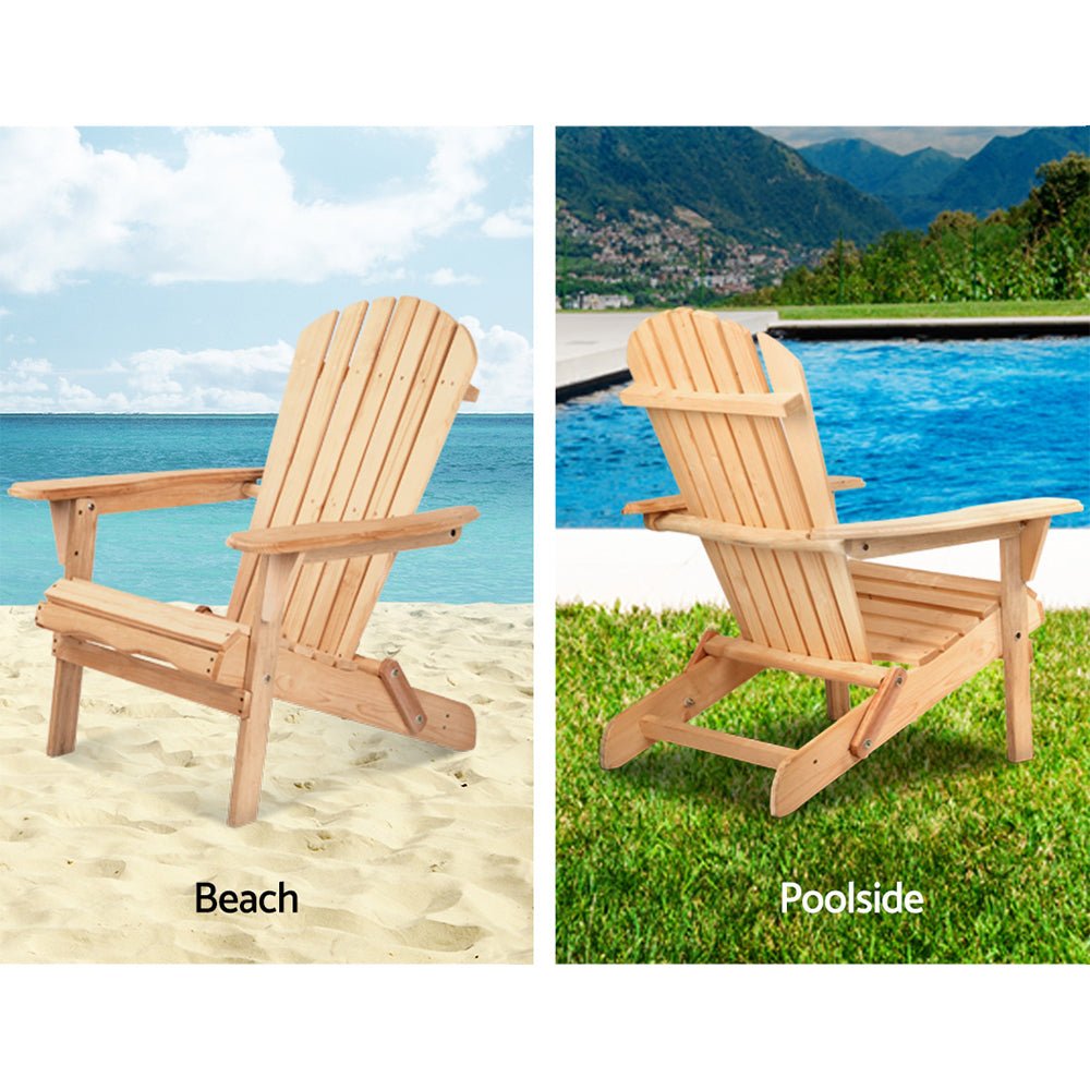 Gardeon Set of 2 Patio Furniture Outdoor Chairs Beach Chair Wooden Adirondack Garden Lounge - Outdoor Immersion