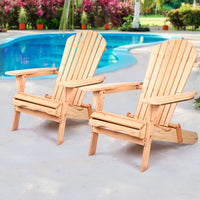 Thumbnail for Gardeon Set of 2 Patio Furniture Outdoor Chairs Beach Chair Wooden Adirondack Garden Lounge - Outdoor Immersion