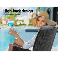 Thumbnail for Gardeon Set of 2 Recliner Chairs Sun lounge Outdoor Furniture Setting Patio Wicker Sofa Black - Outdoor Immersion