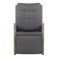 Thumbnail for Gardeon Set of 2 Recliner Chairs Sun lounge Outdoor Furniture Setting Patio Wicker Sofa Grey - Outdoor Immersion