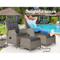 Thumbnail for Gardeon Set of 2 Recliner Chairs Sun lounge Outdoor Patio Furniture Wicker Sofa Lounger - Outdoor Immersion