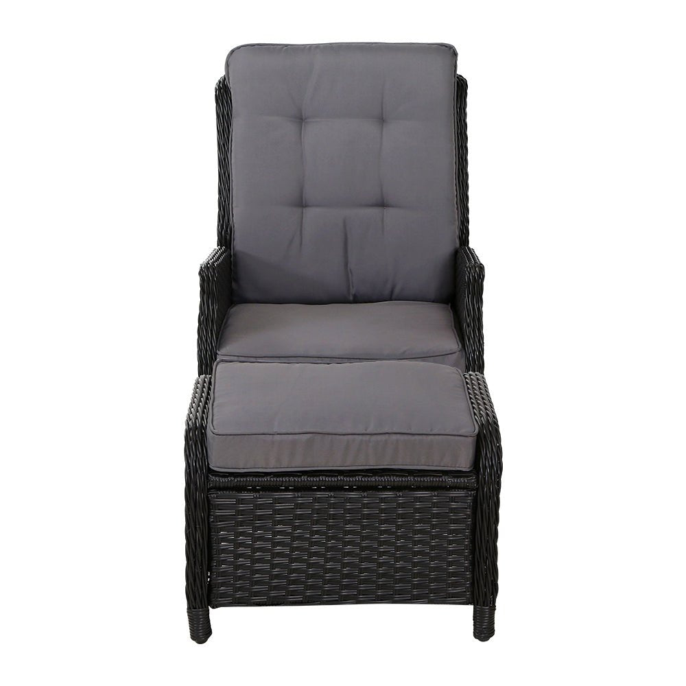 Gardeon Set of 2 Recliner Chairs Sun lounge Outdoor Setting Patio Furniture Wicker Sofa - Outdoor Immersion