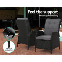 Thumbnail for Gardeon Set of 2 Recliner Chairs Sun lounge Outdoor Setting Patio Furniture Wicker Sofa - Outdoor Immersion