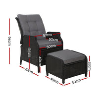 Thumbnail for Gardeon Set of 2 Recliner Chairs Sun lounge Outdoor Setting Patio Furniture Wicker Sofa - Outdoor Immersion