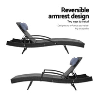 Thumbnail for Gardeon Set of 2 Sun Lounge Outdoor Furniture Wicker Lounger Rattan Day Bed Garden Patio Black - Outdoor Immersion