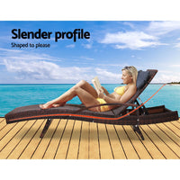Thumbnail for Gardeon Set of 2 Sun Lounge Outdoor Furniture Wicker Lounger Rattan Day Bed Garden Patio Brown - Outdoor Immersion