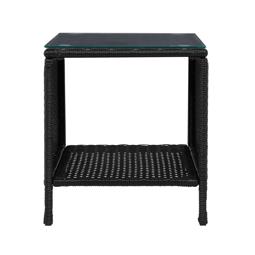 Gardeon Side Table Coffee Patio Outdoor Furniture Rattan Desk Indoor Garden Black - Outdoor Immersion