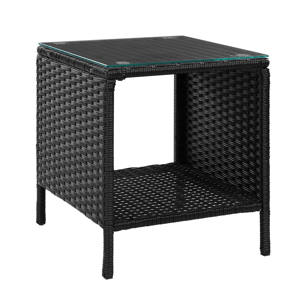 Gardeon Side Table Coffee Patio Outdoor Furniture Rattan Desk Indoor Garden Black - Outdoor Immersion