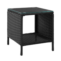 Thumbnail for Gardeon Side Table Coffee Patio Outdoor Furniture Rattan Desk Indoor Garden Black - Outdoor Immersion