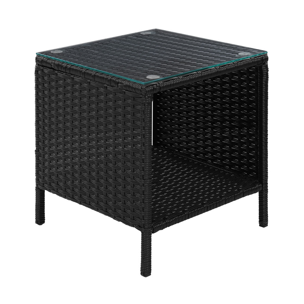 Gardeon Side Table Coffee Patio Outdoor Furniture Rattan Desk Indoor Garden Black - Outdoor Immersion