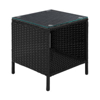 Thumbnail for Gardeon Side Table Coffee Patio Outdoor Furniture Rattan Desk Indoor Garden Black - Outdoor Immersion