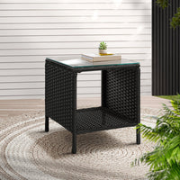 Thumbnail for Gardeon Side Table Coffee Patio Outdoor Furniture Rattan Desk Indoor Garden Black - Outdoor Immersion