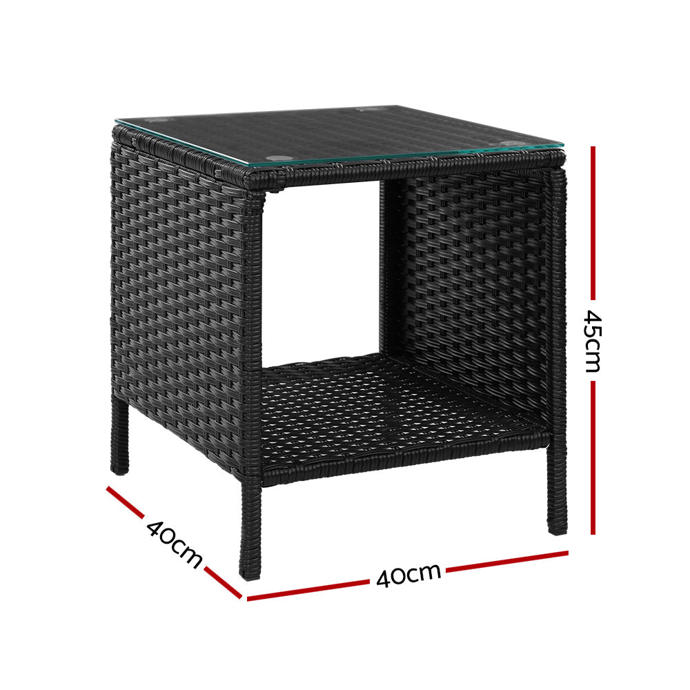 Gardeon Side Table Coffee Patio Outdoor Furniture Rattan Desk Indoor Garden Black - Outdoor Immersion