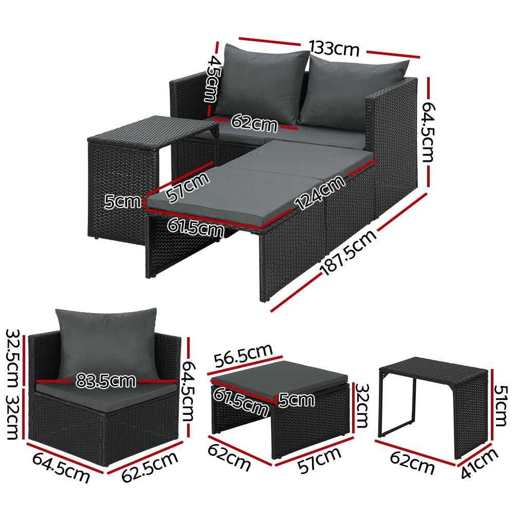 Gardeon Sun Lounge Wicker Lounger Patio Furniture Outdoor Setting Day Bed Garden - Outdoor Immersion