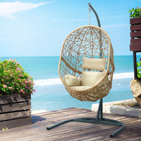 Thumbnail for Gardeon Swing Chair Egg Hammock With Stand Outdoor Furniture Wicker Seat Yellow - Outdoor Immersion